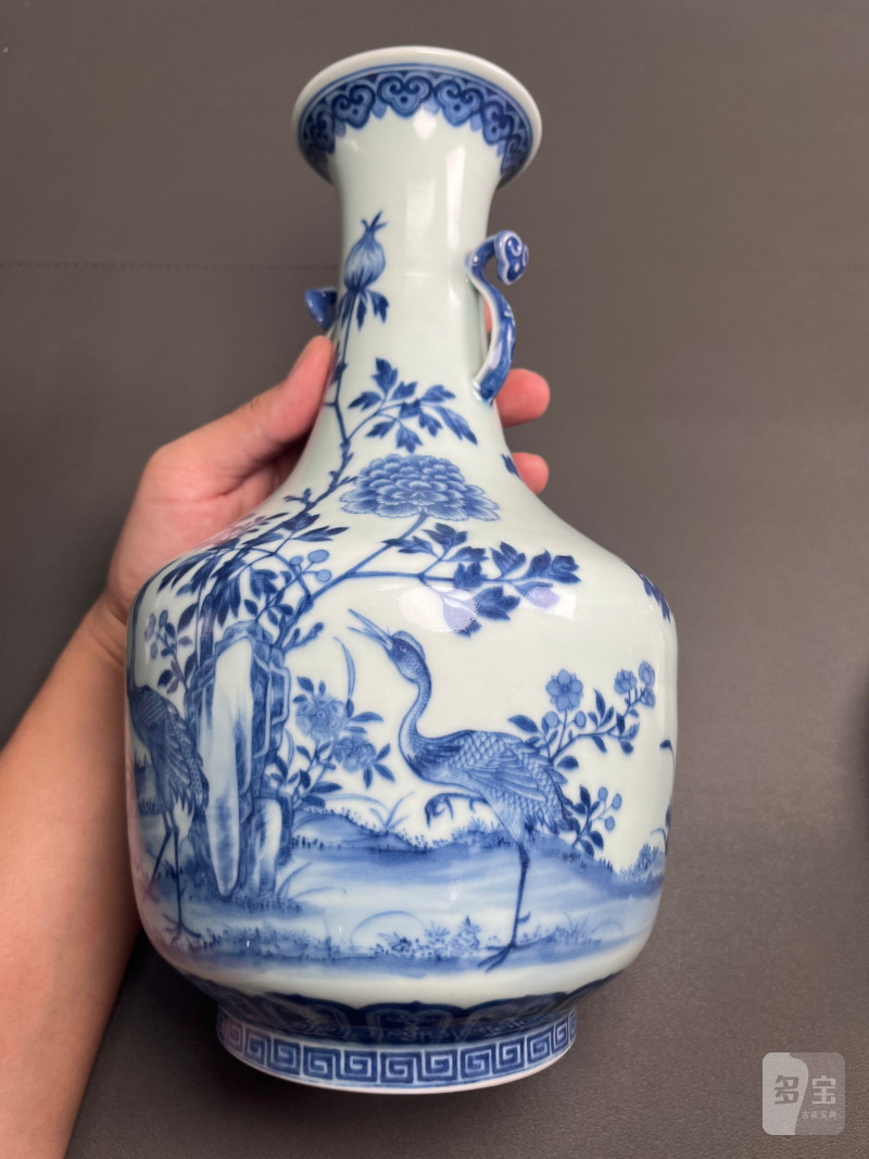 清道光  御制青花六合同春如意耳尊 - 图9